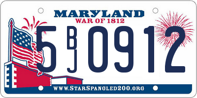 MD license plate 5BJ0912