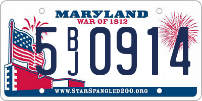 MD license plate 5BJ0914