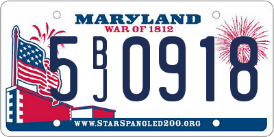 MD license plate 5BJ0918