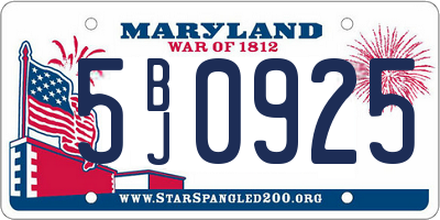 MD license plate 5BJ0925