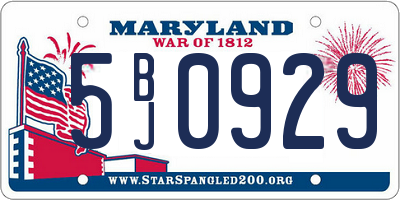 MD license plate 5BJ0929