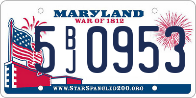 MD license plate 5BJ0953