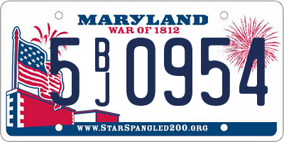 MD license plate 5BJ0954