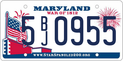 MD license plate 5BJ0955