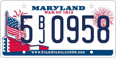 MD license plate 5BJ0958