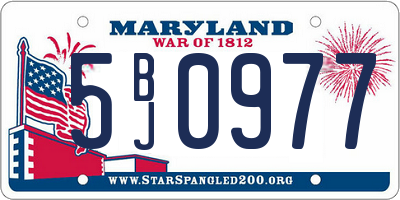MD license plate 5BJ0977