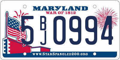 MD license plate 5BJ0994