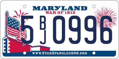 MD license plate 5BJ0996