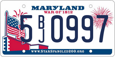 MD license plate 5BJ0997