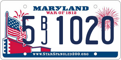 MD license plate 5BJ1020