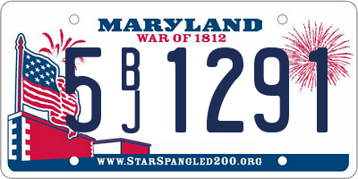 MD license plate 5BJ1291