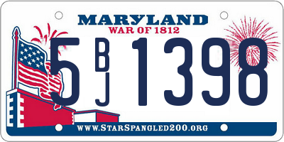 MD license plate 5BJ1398
