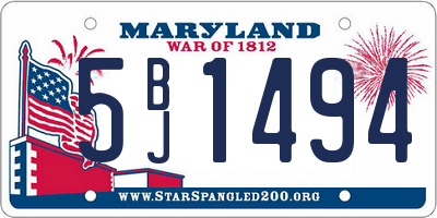 MD license plate 5BJ1494