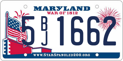 MD license plate 5BJ1662
