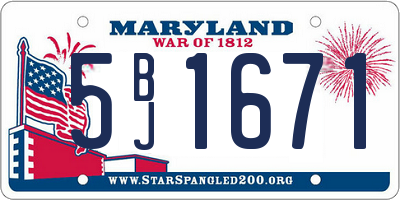 MD license plate 5BJ1671