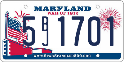 MD license plate 5BJ1701