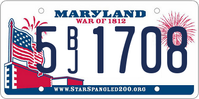 MD license plate 5BJ1708