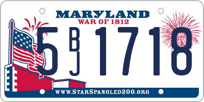 MD license plate 5BJ1718