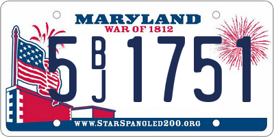 MD license plate 5BJ1751
