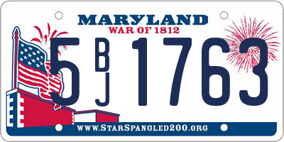 MD license plate 5BJ1763