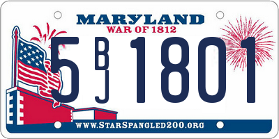 MD license plate 5BJ1801