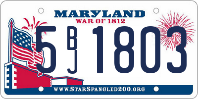 MD license plate 5BJ1803