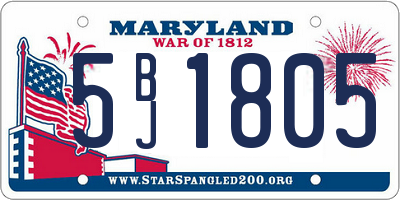 MD license plate 5BJ1805