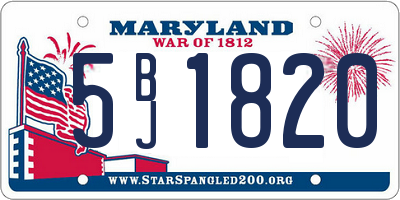 MD license plate 5BJ1820