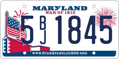 MD license plate 5BJ1845