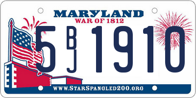 MD license plate 5BJ1910