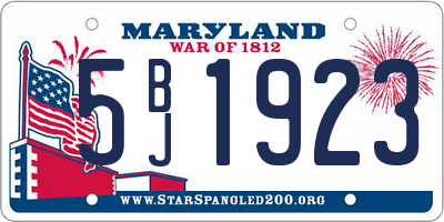 MD license plate 5BJ1923