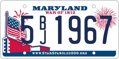 MD license plate 5BJ1967