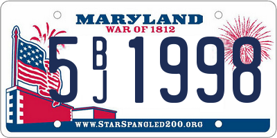 MD license plate 5BJ1998