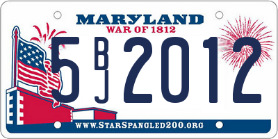 MD license plate 5BJ2012