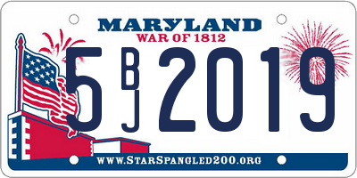 MD license plate 5BJ2019