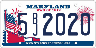 MD license plate 5BJ2020
