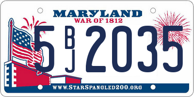 MD license plate 5BJ2035