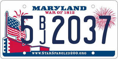 MD license plate 5BJ2037