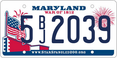 MD license plate 5BJ2039