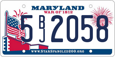 MD license plate 5BJ2058