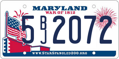 MD license plate 5BJ2072