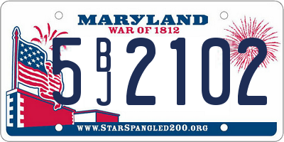 MD license plate 5BJ2102