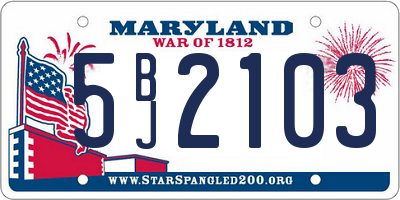 MD license plate 5BJ2103