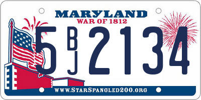 MD license plate 5BJ2134
