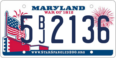MD license plate 5BJ2136