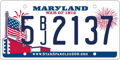 MD license plate 5BJ2137
