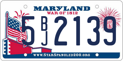 MD license plate 5BJ2139