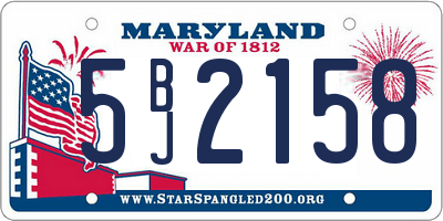 MD license plate 5BJ2158