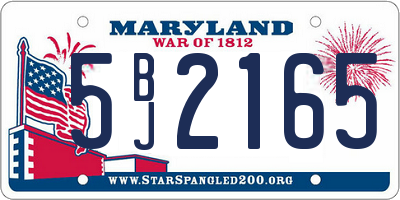 MD license plate 5BJ2165