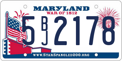 MD license plate 5BJ2178